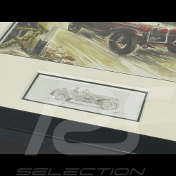 Alfa Romeo Frame 6C 1750 Gran Sport Mille Miglia 1929 Black Wooden Frame with Sketch 25 x 30 cm - Uli Ehret