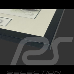 Cadre Chevrolet Corvette C1 Convertible 1960 / C2 Stingray 1963 Cadre en Bois Noir avec esquisse 25 x 30 cm - Uli Ehret