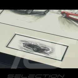 Chevrolet Frame Corvette C1 Convertible 1960 / C2 Stingray 1963 Black Wooden Frame with Sketch 25 x 30 cm - Uli Ehret