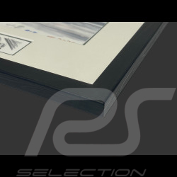 Porsche Rahmen 917 N° 20 24h LeMans 1970 Schwarzer Holzrahmen mit Skizze 25 x 30 cm - Uli Ehret