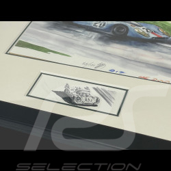 Cadre Porsche 917 N° 20 24h LeMans 1970 Cadre en Bois Noir avec esquisse 25 x 30 cm - Uli Ehret