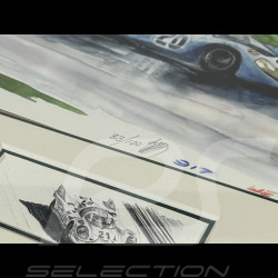 Cadre Porsche 917 N° 20 24h LeMans 1970 Cadre en Bois Noir avec esquisse 25 x 30 cm - Uli Ehret
