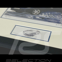 Cadre Porsche 911 Type 996 Cabriolet 1997 Cadre en Bois Noir avec esquisse 25 x 30 cm - Uli Ehret