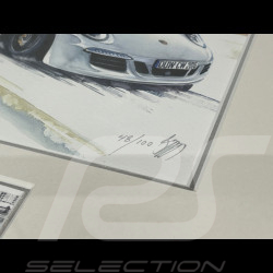 Porsche Frame 911 Targa Type 997 2016 Black Wooden Frame with Sketch 25 x 30 cm - Uli Ehret