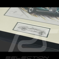 Jaguar Frame XK 120 1948 Black Wooden Frame with Sketch 25 x 30 cm - Uli Ehret