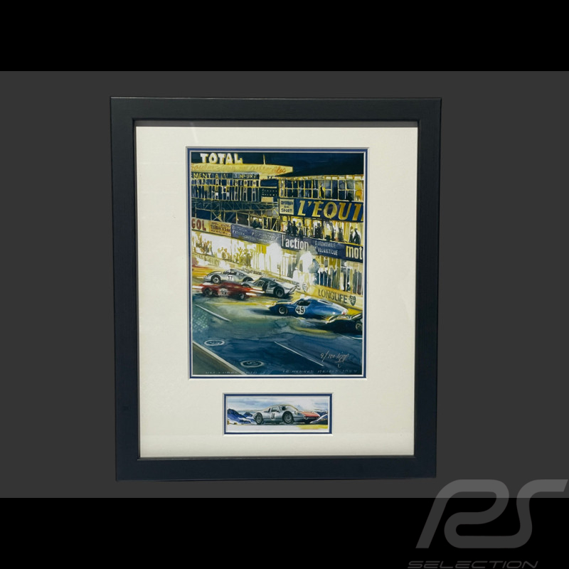 Porsche Frame 904 GTS 1964 Reims 12 Hours Black Wooden Frame with Sketch 25 x 30 cm - Uli Ehret