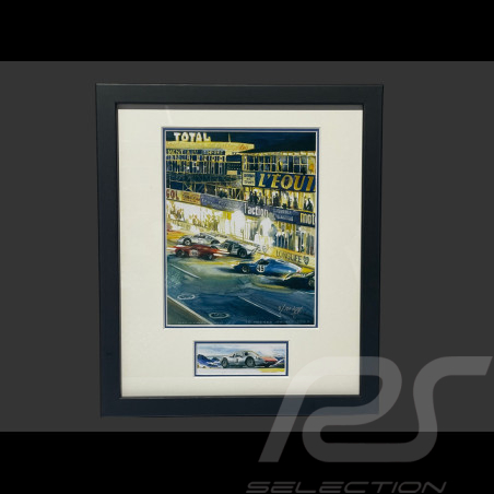 Cadre Porsche 904 GTS 12h de Reims 1964 Cadre en Bois Noir avec esquisse 25 x 30 cm - Uli Ehret