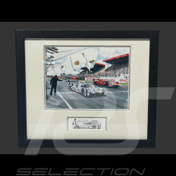 Porsche Frame 919 Hybrid n° 19 Winner 24h Le Mans 2015 Black Wooden Frame with Sketch 25 x 30 cm - Uli Ehret