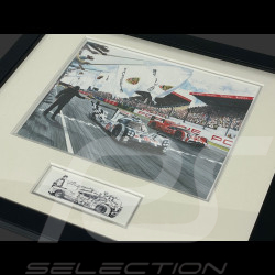 Porsche Rahmen 919 Hybrid n° 19 Sieger 24h Le Mans 2015 Schwarzer Holzrahmen mit Skizze 25 x 30 cm - Uli Ehret