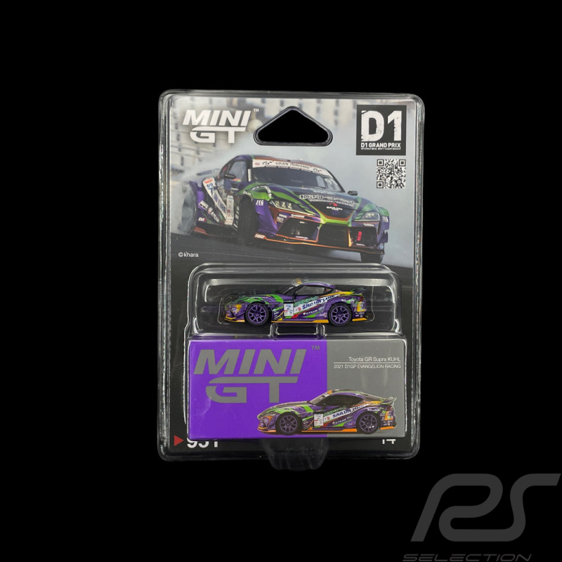 Toyota GR Supra Kuhl D1GP Evangelion Racing 2021 Violet / Vert 1/64 Mini GT MGT00951-BL