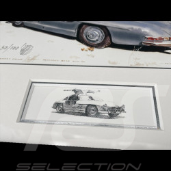 Mercedes-Benz Frame 300 SL 1954 Black Wooden Frame with Sketch 25 x 30 cm - Uli Ehret