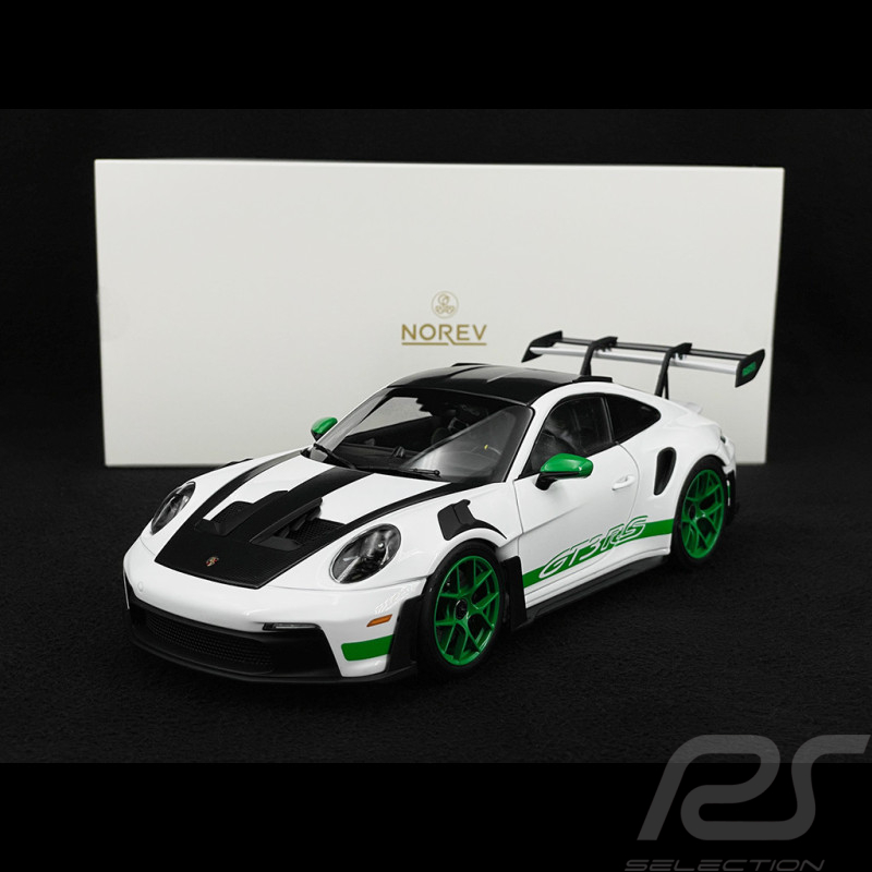 Porsche 911 GT3 RS Type 992 2022 Tribute To 1972 Carrera RS Weissach Package White / Green Stripes 1/18 Norev 187372