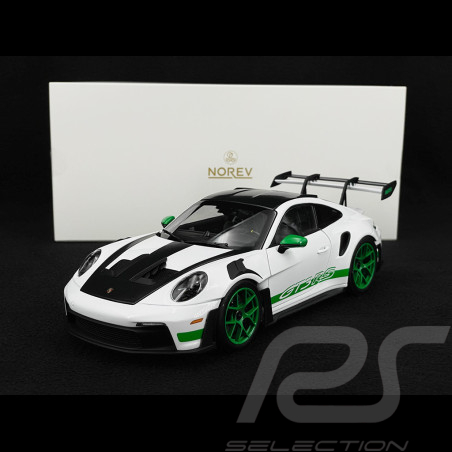 Porsche 911 GT3 RS Typ 992 2022 Tribute To 1972 Carrera RS Weissach Package Weiß / Grüne Streifen 1/18 Norev 187372