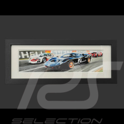 Ford Rahmen GT40 Mk.II n° 2 / Porsche 906/6L Carrera 6 n° 31 24h Le Mans 1966 Schwarzer Holzrahmen 25 x 30 cm - Uli Ehret