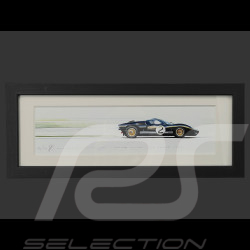 Ford Frame GT40 Mk.II n° 2 Winner 24h Le Mans 1966 Black Wooden Frame 38 x 15 cm - Uli Ehret