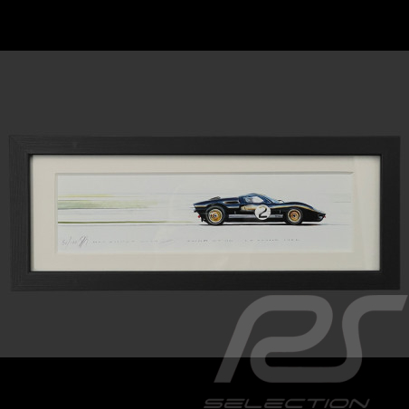Ford Frame GT40 Mk.II n° 2 Winner 24h Le Mans 1966 Black Wooden Frame 38 x 15 cm - Uli Ehret