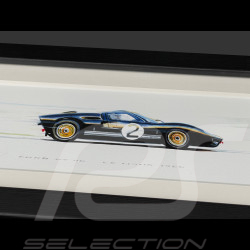Ford Rahmen GT40 Mk.II n° 2 Sieger 24h Le Mans 1966 Schwarzer Holzrahmen 38 x 15 cm - Uli Ehret