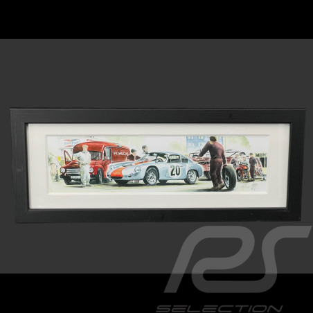 Porsche Rahmen 356 Abarth GTL n° 20 Goodwood 1962 Schwarzer Holzrahmen 38 x 15 cm - Uli Ehret