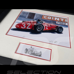 Maserati Frame 250F n° 32 Monaco GP 1957 Black Wooden Frame with Sketch 25 x 30 cm - Uli Ehret