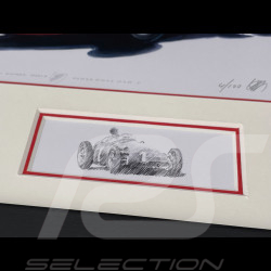 Maserati Rahmen 250F n° 32 GP Monaco 1957 Schwarzer Holzrahmen mit Skizze 25 x 30 cm - Uli Ehret