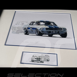 Ford Rahmen Shelby Mustang GT350 n° 2 1965 Schwarzer Holzrahmen mit Skizze 25 x 30 cm - Uli Ehret