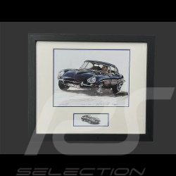 Jaguar Frame E-Type Coupe 1961 Black Wooden Frame with Sketch 25 x 30 cm - Uli Ehret