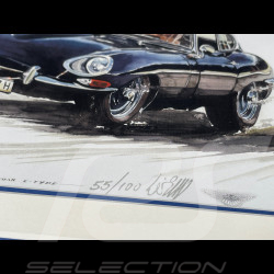 Jaguar Frame E-Type Coupe 1961 Black Wooden Frame with Sketch 25 x 30 cm - Uli Ehret