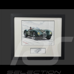 Cadre Jaguar C-Type n° 50 Nürburgring 1953 Cadre en Bois Noir avec esquisse 25 x 30 cm - Uli Ehret