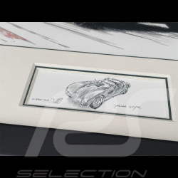 Cadre Jaguar C-Type n° 50 Nürburgring 1953 Cadre en Bois Noir avec esquisse 25 x 30 cm - Uli Ehret