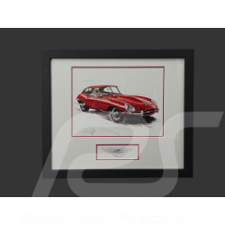 Jaguar Rahmen E-Type Serie 1 1962 Schwarzer Holzrahmen mit Skizze 25 x 30 cm - Uli Ehret