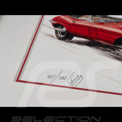 Jaguar Rahmen E-Type Serie 1 1962 Schwarzer Holzrahmen mit Skizze 25 x 30 cm - Uli Ehret