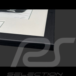 Cadre Jaguar E-Type Série 1 1962 Cadre en Bois Noir avec esquisse 25 x 30 cm - Uli Ehret