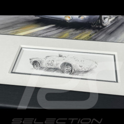 Porsche Frame 550 n° 40 24h Le Mans 1954 Black Wooden Frame with Sketch 25 x 30 cm - Uli Ehret