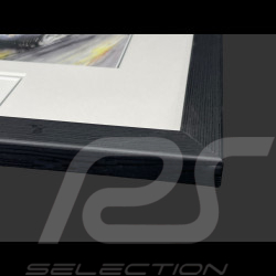 Cadre Porsche 550 n° 40 24h Le Mans 1954 Cadre en Bois Noir avec esquisse 25 x 30 cm - Uli Ehret