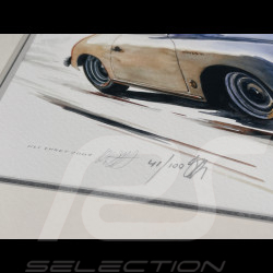 Porsche Rahmen 356 A Carrera Coupe 1956 Schwarzer Holzrahmen mit Skizze 25 x 30 cm - Uli Ehret