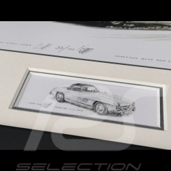 Mercedes-Benz Frame 300 SL Roadster 1957 Black Wooden Frame with Sketch 25 x 30 cm - Uli Ehret