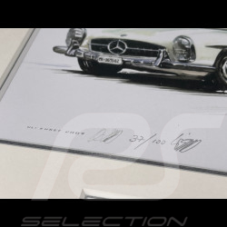 Mercedes-Benz Rahmen 300 SL Roadster 1957 Schwarzer Holzrahmen mit Skizze 25 x 30 cm - Uli Ehret