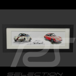 Cadre Porsche 911 S 1974 et 911 T 1972 Cadre en Bois Noir 38 x 15 cm - Uli Ehret