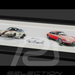 Porsche Frame 911 S 1974 and 911 T 1972 Black Wooden Frame 38 x 15 cm - Uli Ehret