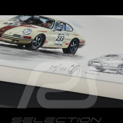 Porsche Frame 911 S 1974 and 911 T 1972 Black Wooden Frame 38 x 15 cm - Uli Ehret