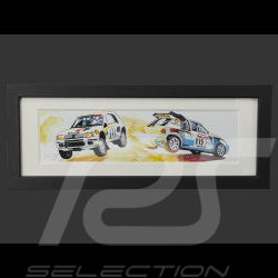 Peugeot Rahmen 205 Turbo 16 Rallye 1985 Schwarzer Holzrahmen 38 x 15 cm - Uli Ehret