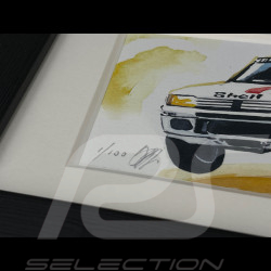 Peugeot Frame 205 Turbo 16 Rally 1985 Black Wooden Frame 38 x 15 cm - Uli Ehret