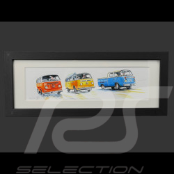Volkswagen Rahmen Combi T3 Bus / T3 Westfalia / T2 Pickup Schwarzer Holzrahmen 38 x 15 cm - Uli Ehret
