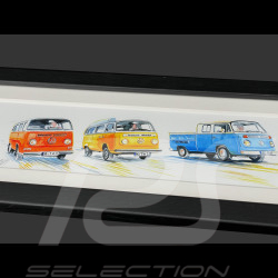 Volkswagen Frame Combi T3 Bus / T3 Westfalia / T2 Pickup Black Wooden Frame 38 x 15 cm - Uli Ehret