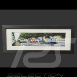 Steve McQueen Rahmen Porsche 917 KH n° 21 24h Le Mans 1970 Schwarzer Holzrahmen 38 x 15 cm - Uli Ehret