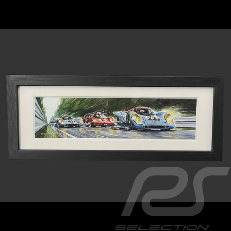 Cadre Steve McQueen Porsche 917 KH n° 21 24h Le Mans 1970 Cadre en Bois Noir 38 x 15 cm - Uli Ehret