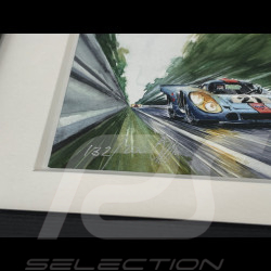 Cadre Steve McQueen Porsche 917 KH n° 21 24h Le Mans 1970 Cadre en Bois Noir 38 x 15 cm - Uli Ehret