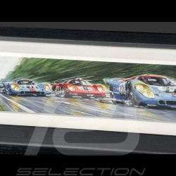 Steve McQueen Rahmen Porsche 917 KH n° 21 24h Le Mans 1970 Schwarzer Holzrahmen 38 x 15 cm - Uli Ehret