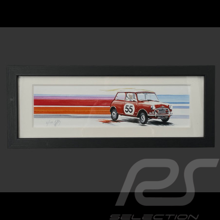 Mini Cooper Rahmen n° 55 1960 Schwarzer Holzrahmen 38 x 15 cm - Uli Ehret
