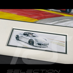 Porsche Frame 911 Coupe Type 991 2019 Porsche Speed Cup Spa  Black Wooden Frame with Sketch 25 x 30 cm - Uli Ehret